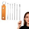 6 Pcs Stainless Steel Ear Pick Earwax Removal Kit, Spiral and Spring Ear Cleaner Tool Set, Innovative Spring Earwax Cleaner Tool Set with Portable Storage Box for Men and Women (Brown) view 1
