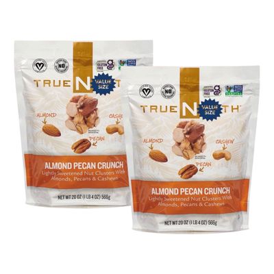 Almond Pecan Crunch Snack Mix, 20 oz (Pack of 2) Roasted Nuts Blend, Sweet & Crunchy Clusters, High Protein Snack, Gluten Free, Resealable Bags, Healthy On-The-Go Snack