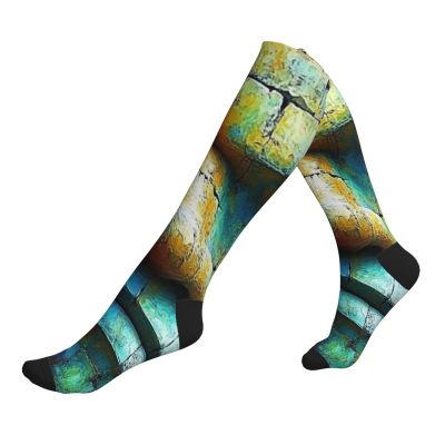 OIBNKCN Splicing Pattern 2 Compression Socks 15-20mmHg Graduated Compression, Ideal for Office Workers, and Athletes