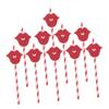 CONGARTENO 20Pcs Red Decorative Paper Straws with Heart Pattern Festival Drinkware for Valentine's Day Party and Fun Beverage Accessories for Bars and Ktv view 1
