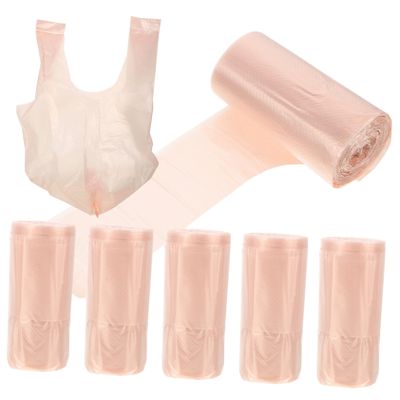 KOMBIUDA 6 Rolls Small Portable Trash Bags PE Garbage Bin Liners for Car Home Office Bedroom Bathroom Thickened Mini Waste Bags in Rose Gold for Daily Multi-use
