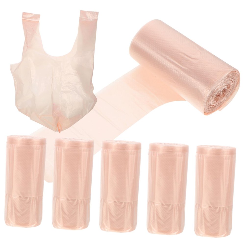KOMBIUDA 6 Rolls Small Portable Trash Bags PE Garbage Bin Liners for Car Home Office Bedroom Bathroom Thickened Mini Waste Bags in Rose Gold for Daily Multi-use
