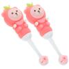 HOLIDYOYO 2pcs Toothbrush Soft Bristle Cute Bear Design Comfortable Grip Toothbrushes for Ages Pink Round Head Manual Teeth Brush view 1