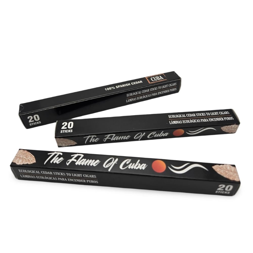 20 Premium Spanish Cedar Sticks Small Pack Raw Cedar Spills for Lighting & Humidifying Cigars Natural Humidity Control, Eco-Friendly Cigar Accessory (The Black Series Classic)