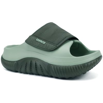 COFACE Mens Recovery Sandals Arch Support Orthopedic Plantar Fasciitis Walking Indoor Outdoor Slides for Man Comfort Cloud Adjustable Open toe Orthotic 2026 DarkLightGreen Size 9