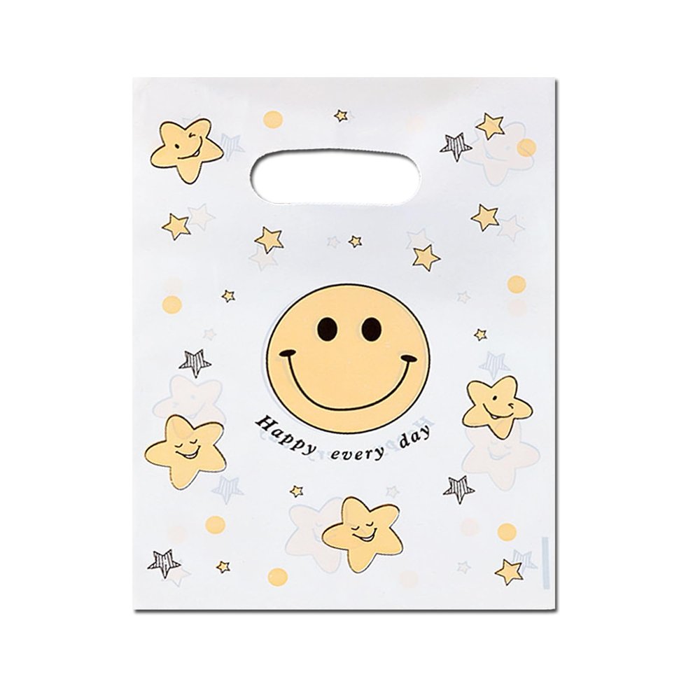 DEDIULE 100 Pcs Thank You Favor Bags, Smile Candy Cookie Bags, suitable for birthdays, baby showers, weddings, Christmas, and Retirement (5.9 * 7.9 inches) (smiling face)