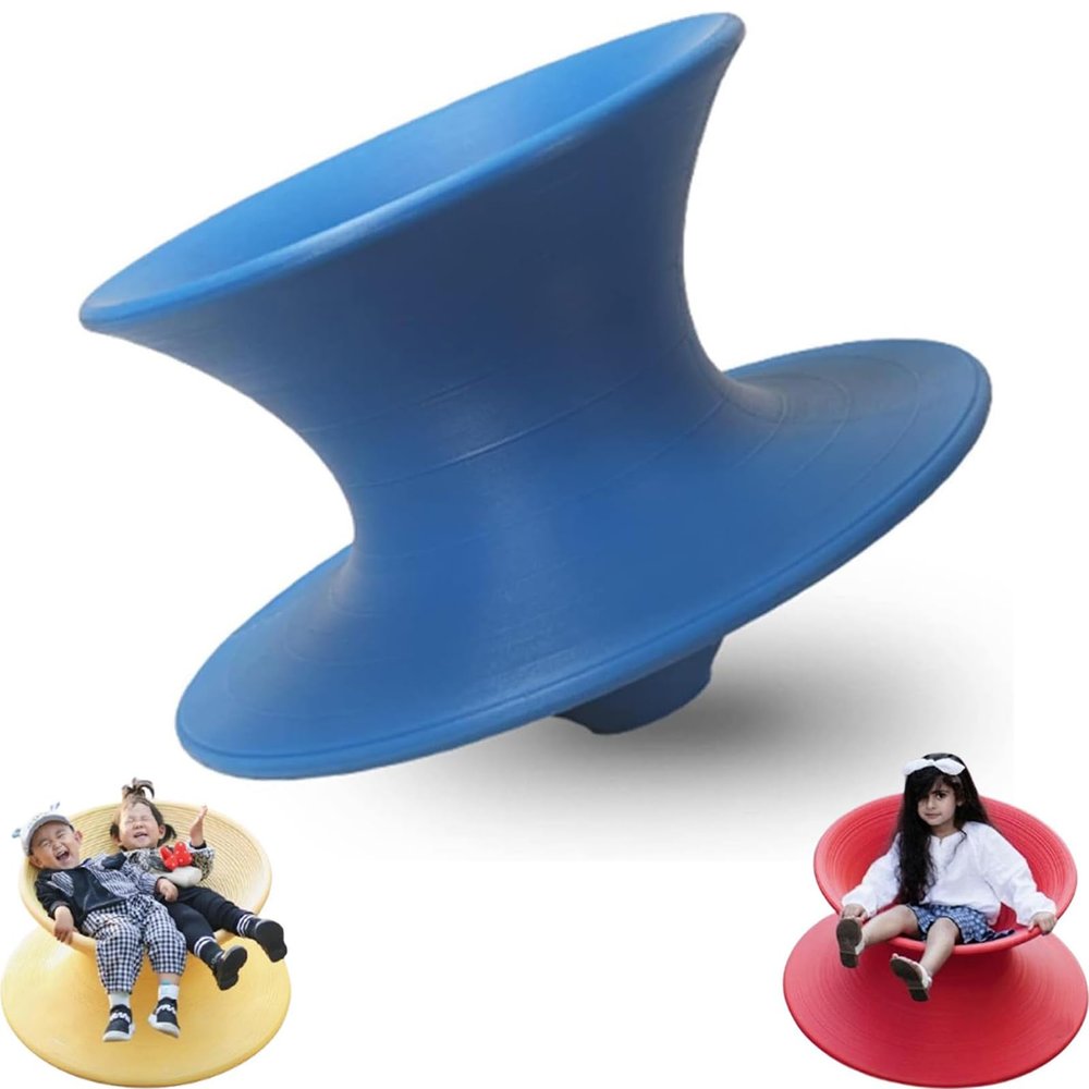 360 Degrees Spinning Chair for Adults, Sensory Spinning Seat, Swivel Gyro Chair, Ergonomic Swivel Seat for Kids and Adults, Indoor Outdoor Sensory Equipment (Blue, 25in*17in-Small)