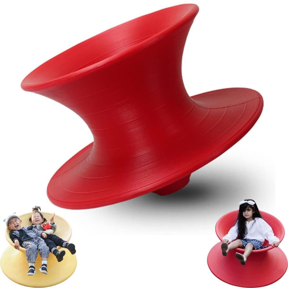 360 Degrees Spinning Chair for Adults, Sensory Spinning Seat, Swivel Gyro Chair, Ergonomic Swivel Seat for Kids and Adults, Indoor Outdoor Sensory Equipment (Red, 25in*17in-Small)