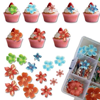 150 PCS Flower Cupcake Toppers Flower Party Decorations Floral Birthday Decorations for Baby in Bloom Baby Shower Wedding Themed Party Cake Topper