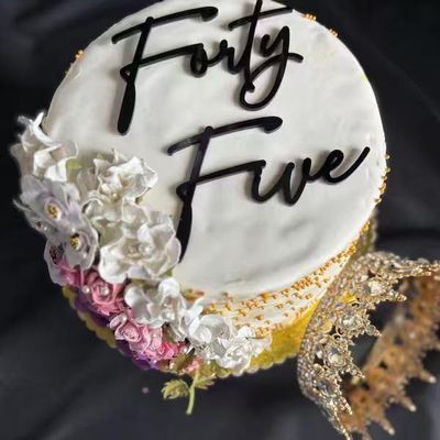 Acrylic Forty Five Birthday Cake Topper,Happy 45th Birthday Cake Topper-45 Years Old Party Decorations Supplies-Black Funny 45th Anniversary Party Decoration for Men and Women
