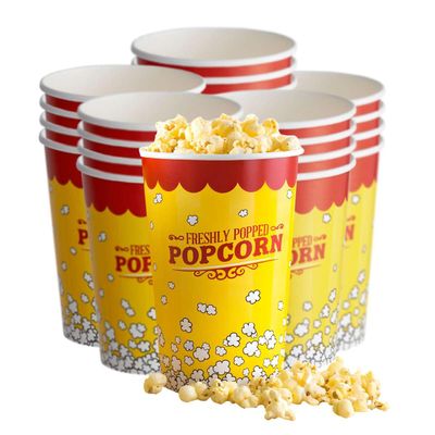 Zedfire 1000 Pack, 32 oz. Multicolor Disposable Popcorn Buckets, Tubs for Movie Night, Theatre, Carnival, Cinema