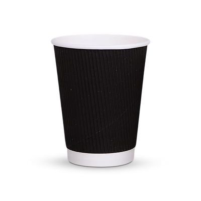 Earth Cleanse 6 OZ Ripple Wall Cups Black Pack of 500 | Eco-Friendly Disposable Hot & Cold Beverage Cups | Biodegradable, Sturdy, Leak-Resistant Paper Cups for Coffee, Tea, Juice, Parties, Cafes