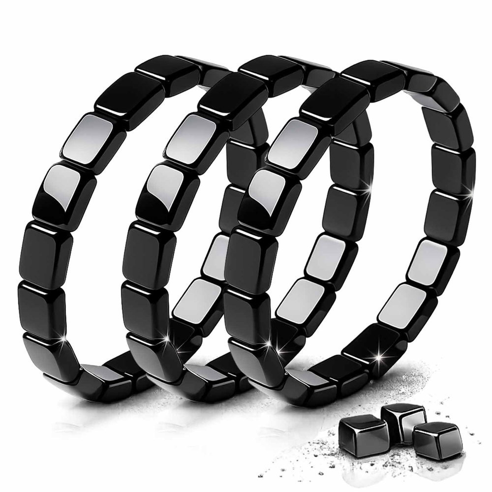 ZAIREG Hematite Bracelet Men, Natural Hematite & Black Obsidian Energy Bracelet, Reclaim Your Confidence & Drive, Stretch Cord Healing Stone Beads Jewelry Gift (3pcs)