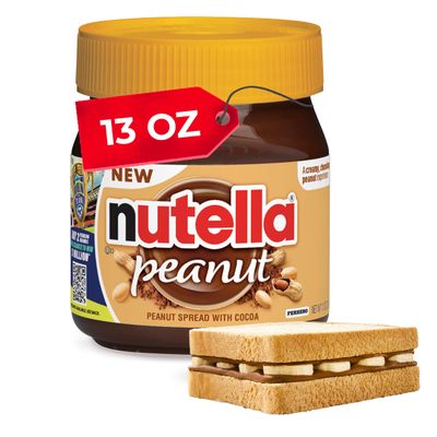 Nutella Peanut Spread With Cocoa, Smooth and Creamy, for Afternoon Snacking, Family Gifts, Unique Snacks, 13 oz