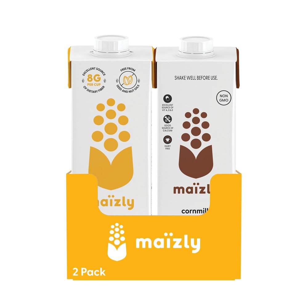Maizly Mix TwoPack | Original & Chocolate NonGMO Corn Milk Alternatives | PlantBased, AllergenFree, Smooth & Creamy Beverages for Sipping, Steaming, Coffee, Smoothies, Cooking & Everyday Use