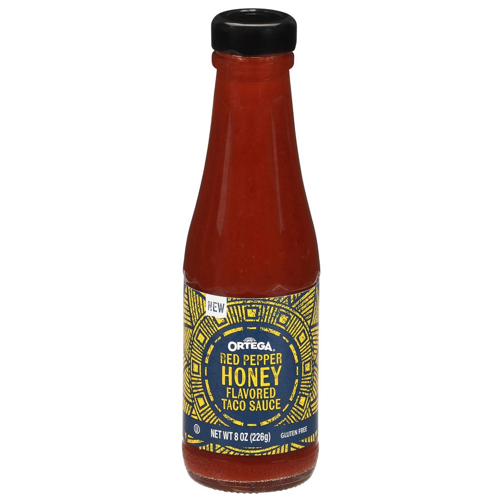 Ortega Red Pepper Honey Taco Sauce, Sweet and Spicy Sauce and Marinade, 8 Ounce