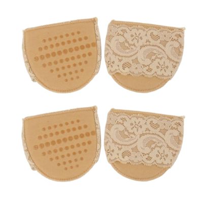 ORFOFE 2 Pair Ultra-Soft Lace Forefoot Cushions for High Heels Khaki Invisible Half Insoles Elastic Anti-Slip Pads to Ball of Foot and Protect Toes