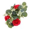 COOLHIYA Artificial Rose Candle Ring Wreath Simulated Floral Candle Rings for Pillar Decor Eucalyptus Leaf Design for Wedding Party Home Table Centerpiece Photo Props Valentine Day and view 1
