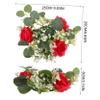 COOLHIYA Artificial Rose Candle Ring Wreath Simulated Floral Candle Rings for Pillar Decor Eucalyptus Leaf Design for Wedding Party Home Table Centerpiece Photo Props Valentine Day and view 2