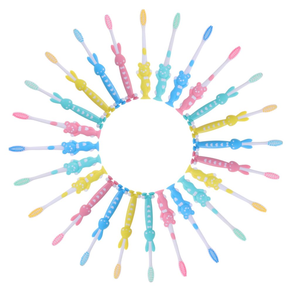 BCOATH 32pcs Toothbrush with Fine Soft Bristles Cute Cartoon Design for Boys and Gentle Cleaning for Sensitive Gums Suction Cup Base for Easy Storage Bulk Oral Care Kit