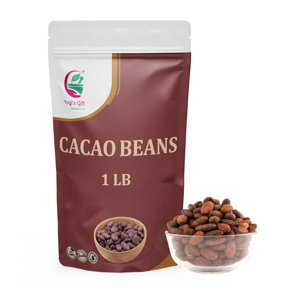 Cacao Beans 1 lb Whole Raw Cacao Beans for Brewing, Snacking & Grinding Cocoa Beans Whole, Rich Cacao Flavor By Yogis Gift