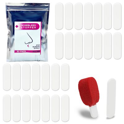 30 Pack Nosebleed Stopper Plugs - Individually Packed-Portable-Super Absorbent Nose Stopper- Helps Stop Nosebleeds Quickly and Painlessly-Stops Bleed for Adults and Kids(30 Pack)