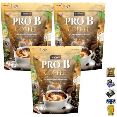300 grams (30 Sachets) Roasted Delicious ProBCoffee ByMemymaid Instant Coffee Mix Healthy 32 in 1 Vegan Snack Arabica (of 3) By Beautygoodshop [Get Free For You Beauty Gifts]