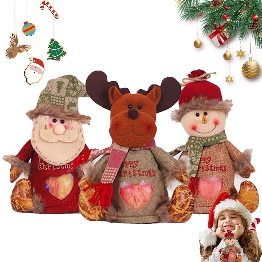 WRSFXV Christmas Gift Bags Zipper Design, Reusable 3D Candy Apple Bags, Adorable Decorative Small Gift Bag, Bulk Storage for Party Decor, Christmas Goody Bag for Festival and Holiday Gifts (3PCS-A)