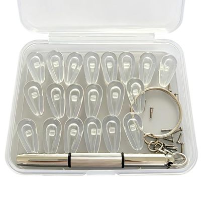 10 Pairs Eyeglass Nose Pads, Non Slip Silicone Air Screw-in Glasses Nose Pad Replacement Repair Kit with Screws & Screwdriver Nose Pads for Glasses