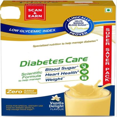 Metrey Insure Diabetes-Care Nutritional Powder, High Fiber, Protein, 36 Nutrients for Blood Sugar Management, 950g, 32 Pcs Super Saver Pack (950, Vanilla)