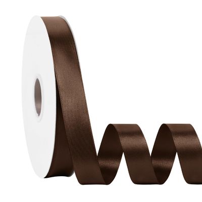 Simplegoal Double Face Brown Satin Ribbon 7/8 Inch X 100 Yards Polyester Brown Ribbons for Gift Wrapping Crafts Flower Bouquet Sewing Arts Wedding Party Decoration