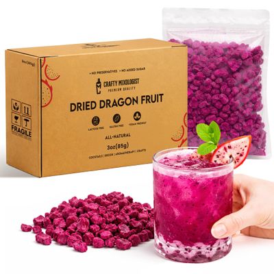 Freeze Dried Dragon Fruit Cubes, 3 oz/85gmPink Dragonfruit for Drinks & Smoothies, Crunchy Dried Dragon Fruit Snack, Dehydrated DragonFruit For Baking and Breakfast Cereal - Ideal for Infusing Drinks