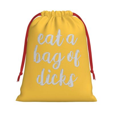 Eat A Bag of Dicks Christmas Gift Bags, Santa Wrapping Bags, Xmas Presents Bag With Drawstring, Holiday Party Favors Birthday & Christmas Gift (Large Medium Small)