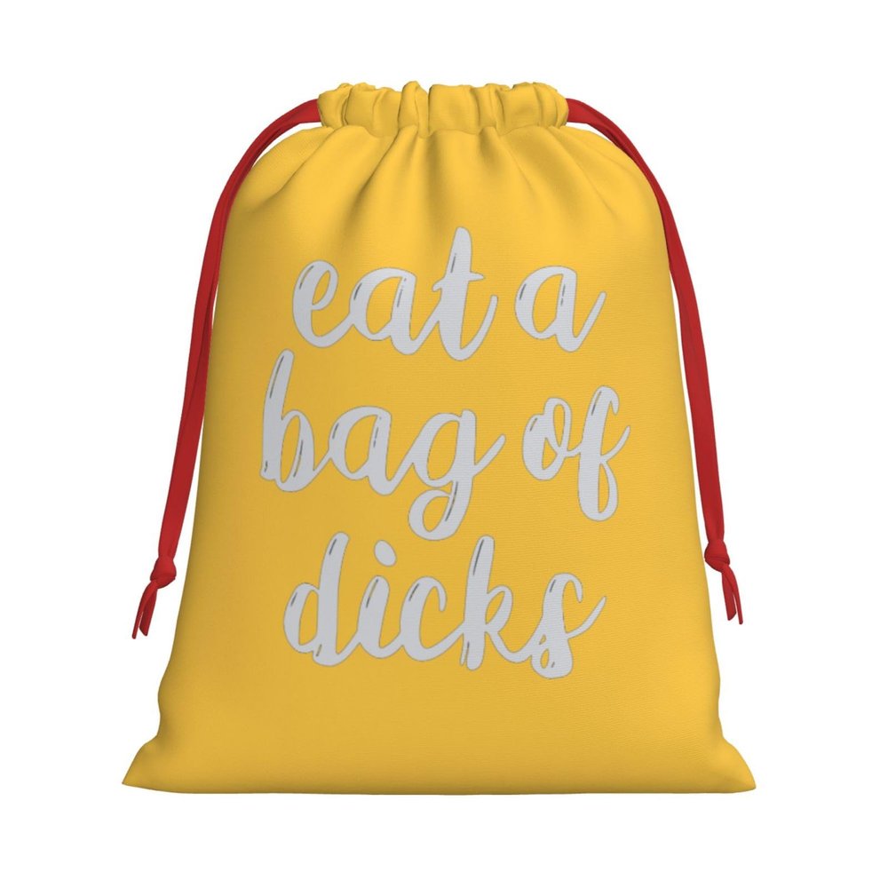Eat A Bag of Dicks Christmas Gift Bags, Santa Wrapping Bags, Xmas Presents Bag With Drawstring, Holiday Party Favors Birthday & Christmas Gift (Large Medium Small)