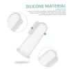 LALADEFIEE 3pcs Silicone Finger Toothbrush for Oral Care with Dual-Sided Tongue Cleaner and Massaging Bumps Soft Food-Grade Material Easy-Grip Design in Blue Pink White view 3