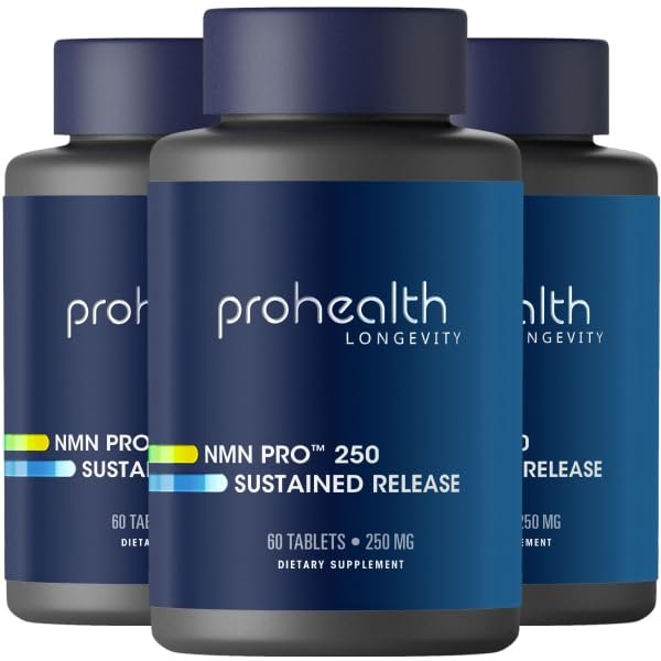 ProHealth NMN Pro 250 Sustained Release (60 Tablets, 3 Pack) 250 mg Uthever NMN. NAD+ Precursor for Cellular Energy, Mitochondrial Support & Healthy Aging. USA Manufactured, Triple Lab-Tested