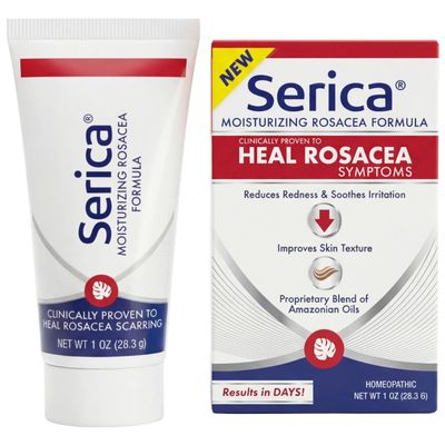 Serica Moisturizing Rosacea Formula (1 Oz), Helps Reduce Redness, Soothe Irritation, Improve Skin Texture & Tone, Homeopathic Face Moisturizer with Ceramides, Fatty Acids & Amazonian Oils