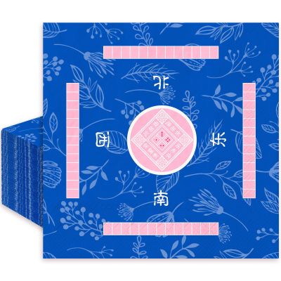 JarThenaAMCS 50 Pcs Mahjong Cocktail Napkin Disposable Paper Napkin Blue Pink Drink Beverage Napkins for Casual Gatherings Game Nights Home Party Table Supplies Decor