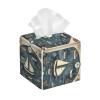 Nautical Sailboat Map Print Square Pvc Leather Tissue Box, Reusable Tissue Container For Home Car Office view 1