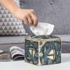Nautical Sailboat Map Print Square Pvc Leather Tissue Box, Reusable Tissue Container For Home Car Office view 3