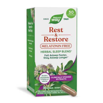 Nature's Way Rest & Restore, Melatonin-Free Sleep Supplement*, Vegan, 30 ct