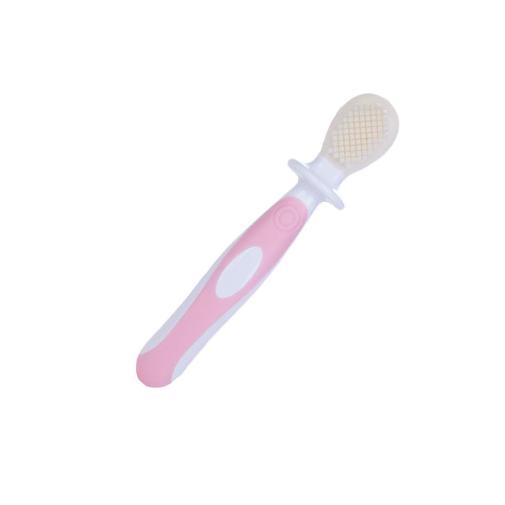 Anneome Training Toothbrush Kit with Ultrafine Soft Bristles for Oral Hygiene Food Grade Silicone Double-Sided Brush for Effective Teeth Cleaning and Gum Massage Non-Slip Grip Pink