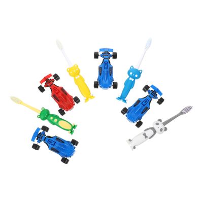 COOLHIYA 4 Sets Suction Cup Toothbrush with Manual Teeth Cleaning Brush for Washable Cartoon Style Easy Grip for Early Oral Care and Self-Brushing Development