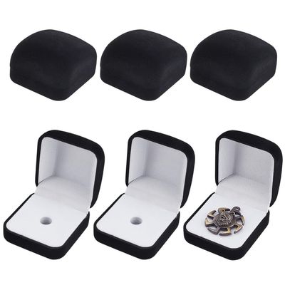 AHANDMAKER 6 Pcs Velvet Jewelry Lapel Pin Gift Box White Square Velvet Brooch Storage Boxes Commemorative Coins Necklace Storage Case for Gift Badges Collectible and Medals Jewelry Organizer