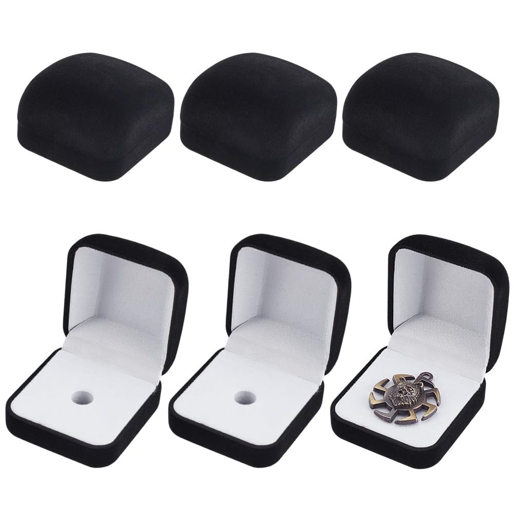 AHANDMAKER 6 Pcs Velvet Jewelry Lapel Pin Gift Box White Square Velvet Brooch Storage Boxes Commemorative Coins Necklace Storage Case for Gift Badges Collectible and Medals Jewelry Organizer