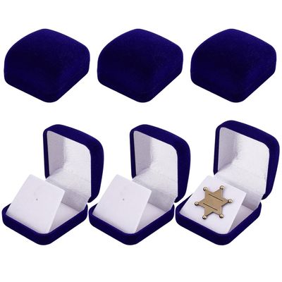 AHANDMAKER 6 Pack Velvet Pin Display Case Single Badge Box Brooch Box for Collector Wedding Christmas Collector Gifts Home Office Decor, Blue 2.28x2.09x1.38in