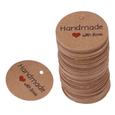 100PCS Hang Tags, Brown Kraft Paper Tags Handmade Hanging Label Kraft Paper Label for Clothes DIY Crafts Wedding Holiday (C)