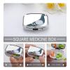 Pigeon Pill Box,Portable Button Design Metal Medicine Box Partition Layer Moisture Proof Pill Organizer Case for Travel Daily Use view 4