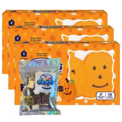 Candy Freezer Halloween Pumpkins Marshmallows, Classic Spooky Candies, Cupcake and Dessert Toppers, 1.5 oz (Pack of 3) with Freeze Dried Ice Cream Bites (Pumpkins Marshmallows) Candy