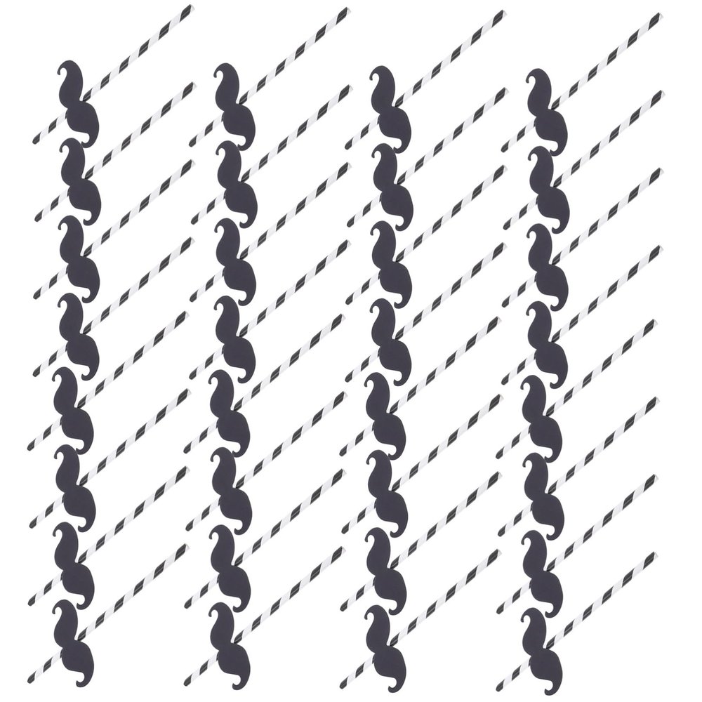 LALADEFIEE 50pcs Black Mustache Paper Straws Party Drinking Supply Beverage Straws for Weddings Birthdays Celebrations Decorative Disposable Juice